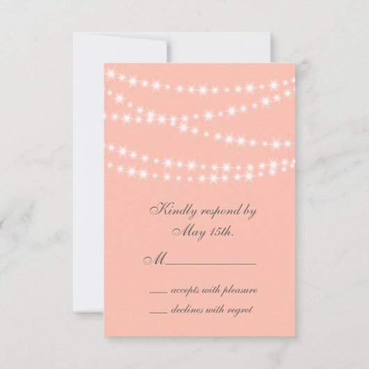 Peach Twinkle Lights RSVP Kaartje (Achterkant)