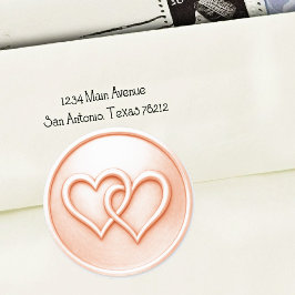 Peach Two Hearts Intertwined Wedding Ronde Sticker