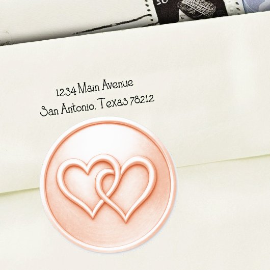 Peach Two Hearts Intertwined Wedding Ronde Sticker