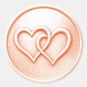Peach Two Hearts Intertwined Wedding Ronde Sticker (Voorkant)