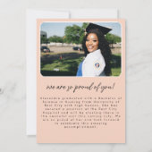 Peach Two Photo Script Graduation Announcement  Kaart (Achterkant)