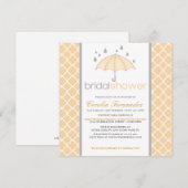 Peach Umbrella Bridal Shower-uitnodigingen Kaart (Voorkant / Achterkant)