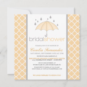 Peach Umbrella Bridal Shower-uitnodigingen Kaart