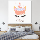Peach Unicorn Lashes Girly Canvas Afdruk (Insitu (Slaapkamer))