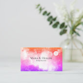 *~* Peach Universe Lavender and Pink Galaxy Nebula Visitekaartje (Staand voorkant)