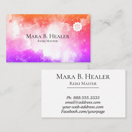 *~* Peach Universe Lavender and Pink Galaxy Nebula Visitekaartje (Voorkant / Achterkant)