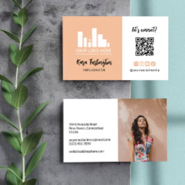 Peach Uw Logo QR code foto sociale media Visitekaartje