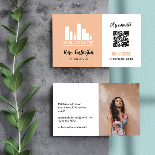Peach Uw Logo QR code foto sociale media Visitekaartje