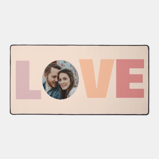Peach Valentijnsdag Love Photo Desk Mat (Voorkant)