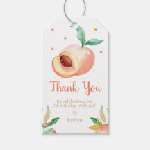 Peach Verjaardagsfeestje Cadeau Labels