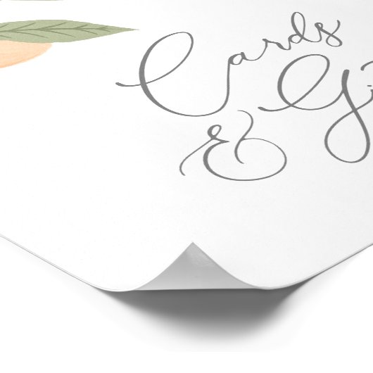 Peach Verjaardagsfeestje Kaarten en cadeaubordje Poster (Hoek)