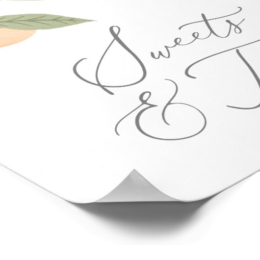 Peach Verjaardagsfeestje Sweets and Treats Teken Poster (Hoek)