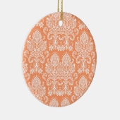 Peach Victoriaans Damask Keramisch Ornament (Rechts)