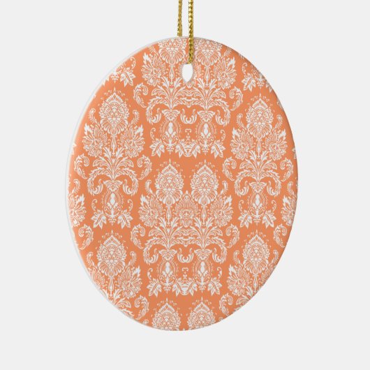 Peach Victoriaans Damask Keramisch Ornament (Rechts)