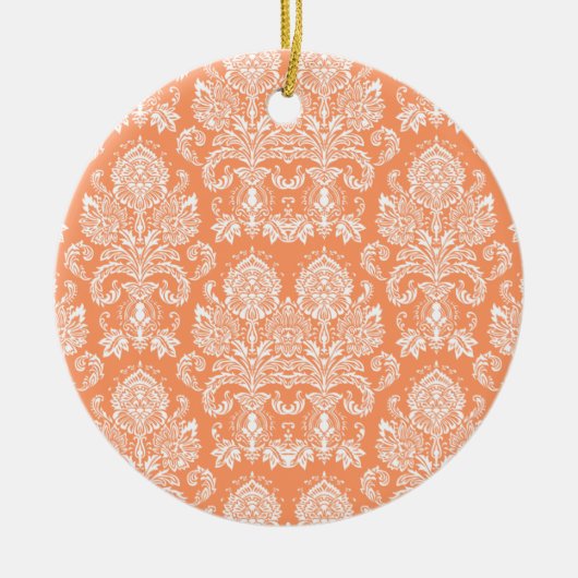 Peach Victoriaans Damask Keramisch Ornament (Voorkant)