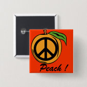 Peach! Vierkante Button 5,1 Cm (Voorkant /achterkant)