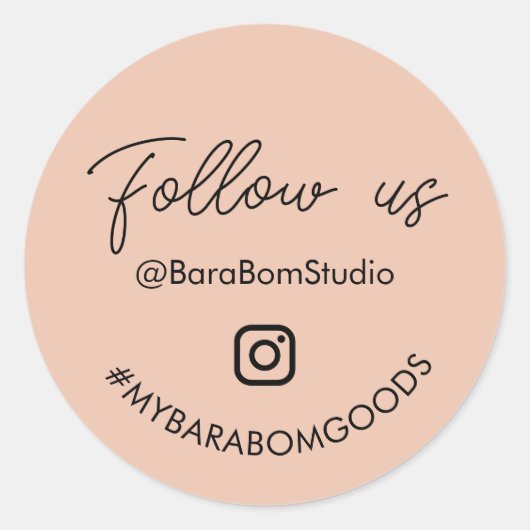 Peach Volg ons op Instagram Package Sticker (Voorkant)