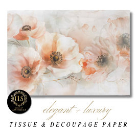 Peach Watercolor Peonies Decoupage Gift Tissuepapier