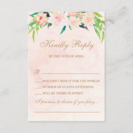 Peach Waterverf and Floral Wedding RSVP