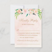 Peach Waterverf and Floral Wedding RSVP (Voorkant)