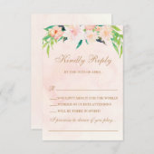 Peach Waterverf and Floral Wedding RSVP (Voorkant / Achterkant)