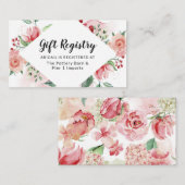 Peach Waterverf Bloemen Lijst Chic Gift Registry Informatiekaartje (Voorkant / Achterkant)