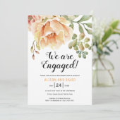 Peach waterverf bloemenbruiloft verlovingsfeest kaart