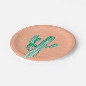 Peach Waterverf Cactus Zuidwestelijke Bruiloft Papieren Bordje (Gekanteld)