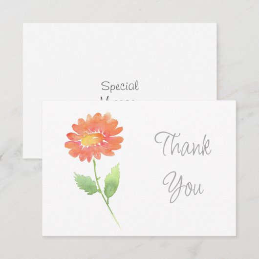 Peach Waterverf Daisy Bedankkaart (Voorkant / Achterkant)