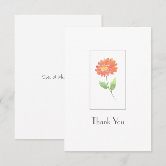 Peach Waterverf Daisy Bedankkaart (Voorkant / Achterkant)