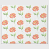 Peach Waterverf Daisy Cadeaupapier (Vlak)