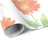 Peach Waterverf Daisy Cadeaupapier (Rol Hoek)