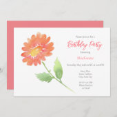 Peach Waterverf Daisy Kaart (Voorkant / Achterkant)