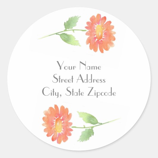 Peach Waterverf Daisy Labels (Voorkant)