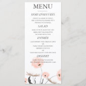 Peach Waterverf Dandelion Wedding Menu (Voorkant)