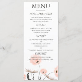 Peach Waterverf Dandelion Wedding Menu