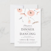 Peach Waterverf Dandelion Wedding Reception card Kaart (Voorkant)