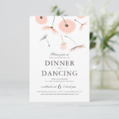 Peach Waterverf Dandelion Wedding Reception card Kaart (Staand voorkant)