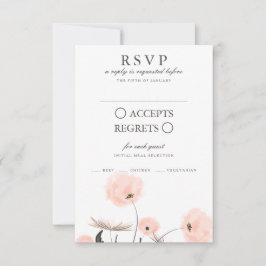 Peach Waterverf Dandelion Wedding RSVP-kaart RSVP Kaartje