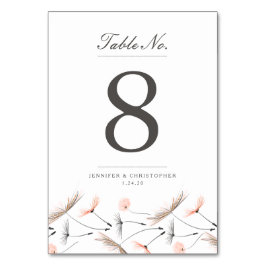 Peach Waterverf Dandelion Wedding Table Kaart