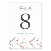 Peach Waterverf Dandelion Wedding Table Kaart (Achterkant)