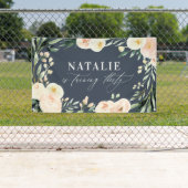 Peach waterverf floral 30th jarig party decor spandoek (Insitu)