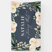 Peach waterverf floral 30th jarig party decor spandoek (Verticaal)