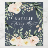 Peach waterverf floral 30th verjaardagsfeest wijn etiket (Enkel label)