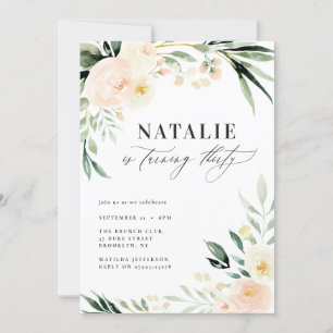 Peach waterverf floral 30th verjaardagsfeestje