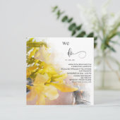 *~* Peach Waterverf Floral AR15 QR RSVP WEDDING I Kaart (Staand voorkant)