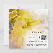 *~* Peach Waterverf Floral AR15 QR RSVP WEDDING I Kaart (Achterkant)