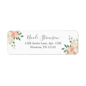 Peach Waterverf Floral Bouquet Etiket (Voorkant)