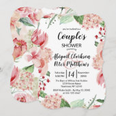 Peach Waterverf Floral Couples Wedding Shower Kaart (Voorkant / Achterkant)