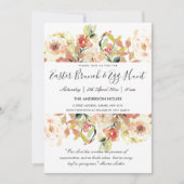 PEACH WATERVERF FLORAL EASTER BRUNCH & EGG HUNT KAART (Voorkant)